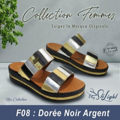 Sabot Orthopédique STI Femme Dorée Noir Argent