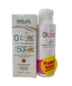 Milva Olcare Ecran Solaire Teinte Beige Claire SPF50+ 50ml + Lait Démaquillant 100ml