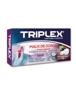 Triplex Maux de Gorge Cassis 16 Comprimés à Sucer