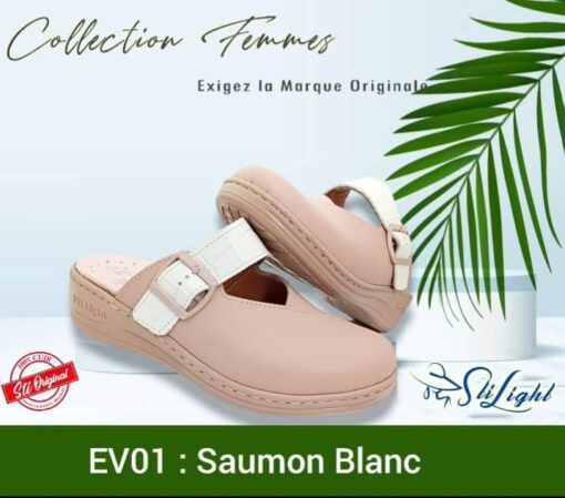 Sabot Orthopédique Femme Saumon Blanc