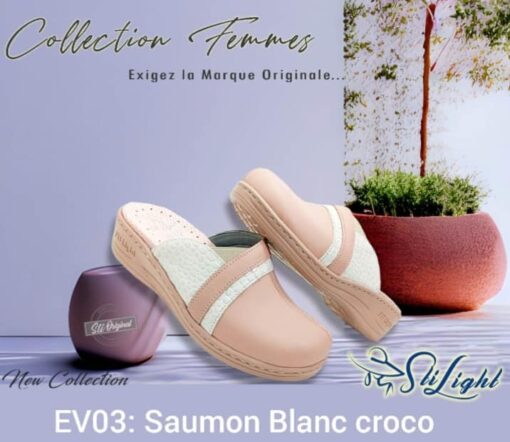 Sabot Orthopédique STI Femme Saumon Blanc Croco