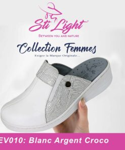 Sabot Orthopédique STI Femme Blanc Argent Croco