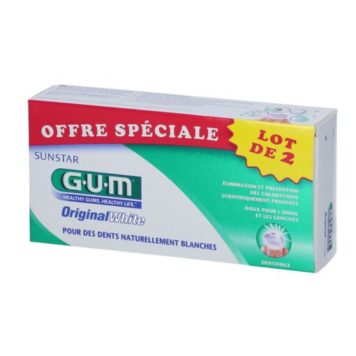 Gum Dentifrice Original White Lot de 2*75ml