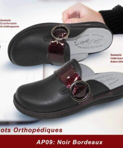 Sabot Orthopédique STI Femme Noir Bordeaux Vernis