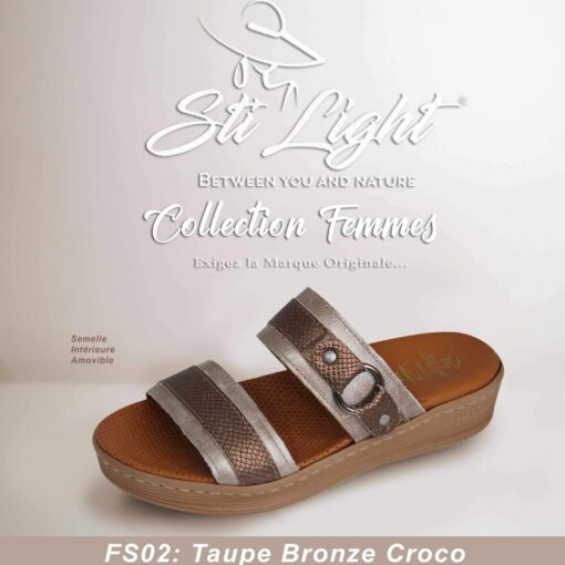 Sabot Orthopédique STI Femme Taupe Bronze Croco