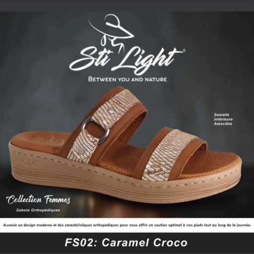 Sabot Orthopédique STI Femme Caramel Croco