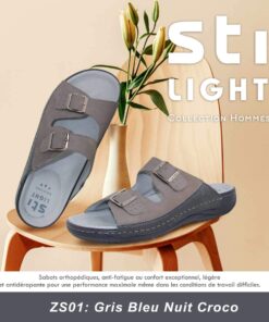 Sabot Orthopédique STI Homme Gris Bleu Nuit Croco