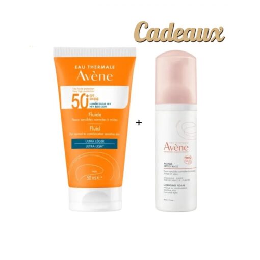 Avene Ecran Fluide SPF50+ 50ml + Mousse Nettoyante Visage et Yeux 50ml (Gratuit)