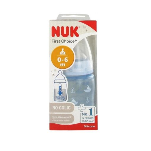 Nuk First Choice+ Biberon Temperature Control 0-6m Couleur Bleu 150ml