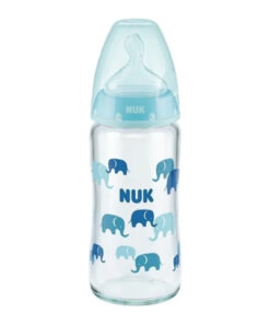 Nuk First Choice+ Biberon en Verre Temperature Control 0-6m Couleur Bleu 240ml