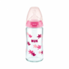 Nuk First Choice+ Biberon en Verre Temperature Control 0-6m Couleur Rose 240ml