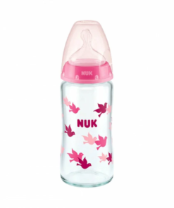 Nuk First Choice+ Biberon en Verre Temperature Control 0-6m Couleur Rose 240ml