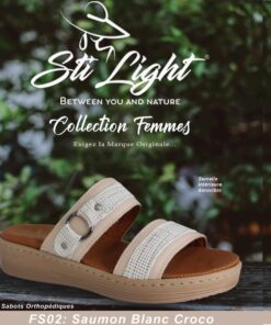 Sabot Orthopédique STI Femme Saumon Blanc Croco