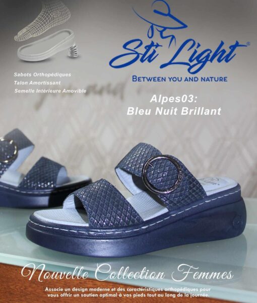 Sabot Orthopédique STI Femme Bleu Nuit Brillant