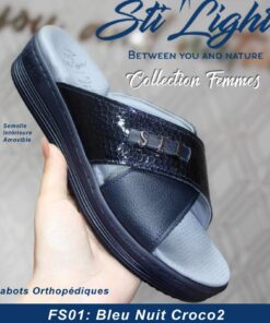 Sabot Orthopédique STI Femme Bleu Nuit Croco