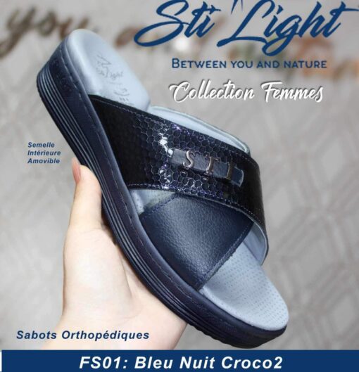 Sabot Orthopédique STI Femme Bleu Nuit Croco