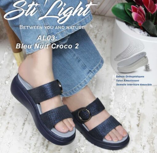 Sabot Orthopédique STI Femme Bleu Nuit Croco