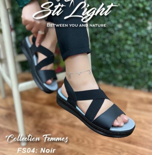 Sandale Orthopédique STI Femme Noir FS04