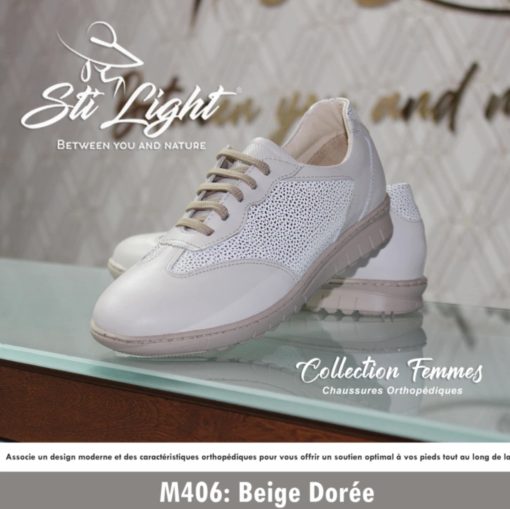 Chaussure Orthopédique STI Femme Beige Dorée