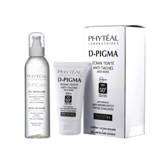 Phyteal D-Pigma Ecran Solaire Teinté Anit Taches Beige Eclat 01 SFP50+ 50ml + Eau Micellaire à l'Aloe Vera 150ml Offerte