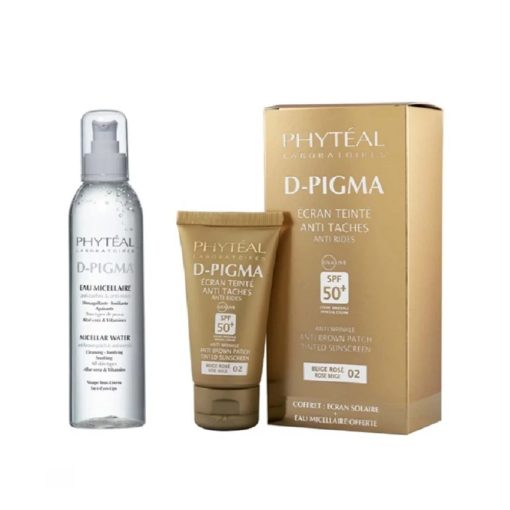 Phyteal D-Pigma Ecran Solaire Teinté Anit Taches Beige Rosé 02 SFP50+ 50ml + Eau Micellaire à l'Aloe Vera 150ml Offerte