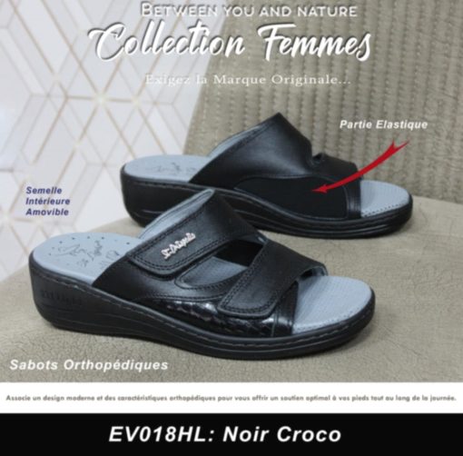 Sabot Orthopédique STI Femme Noir Croco