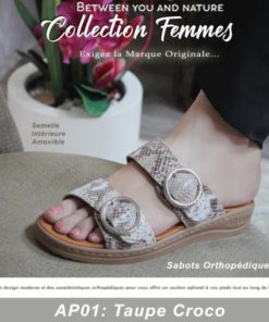 Sabot Orthopédique STI Femme Taupe Croco