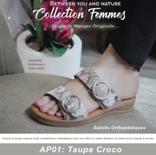 Sabot Orthopédique STI Femme Taupe Croco