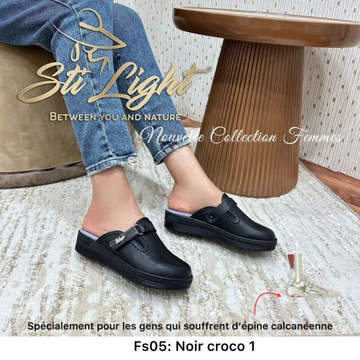 Sabot Orthopédique STI Femme Noir Croco FS05