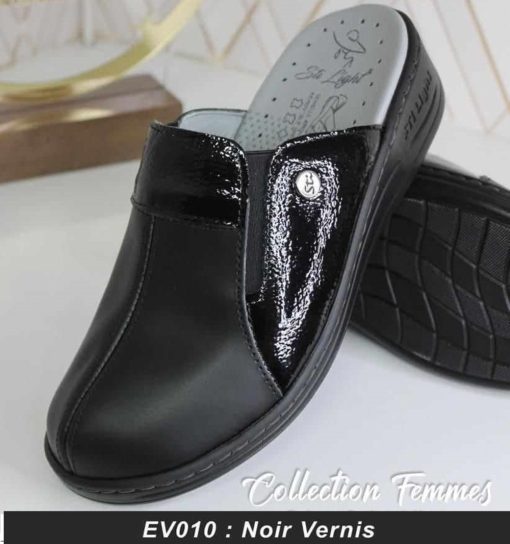 Sabot Orthopédique STI Femme Noir Vernis