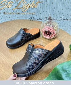 Sabot Orthopédique STI Femme Marron Croco EV010