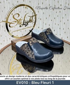 Sabot Orthopédique STI Femme Bleu Fleuri EV010