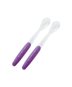 Nuk 2 Cuillères en Silicone Doux Couleur Violet 4m+