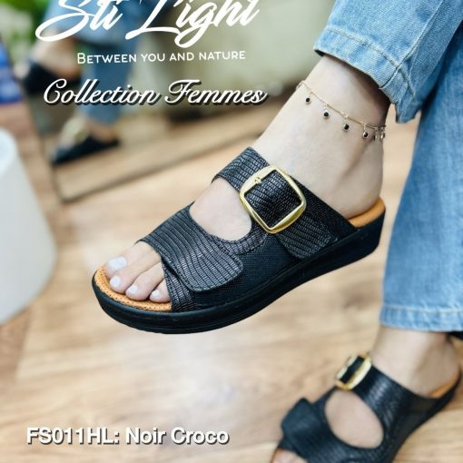 Sabot Orthopédique STI Femme Noir Croco FS011HL