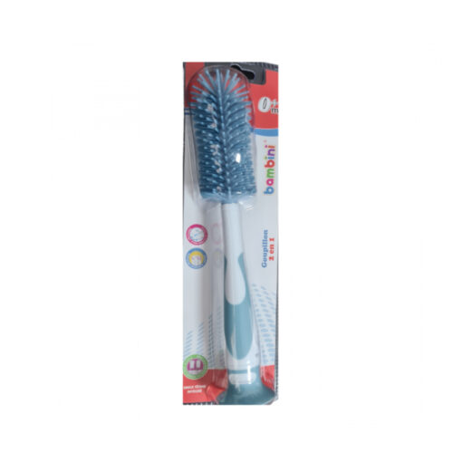 Bambini Brosse Biberon 2en1 Bleu Silicone