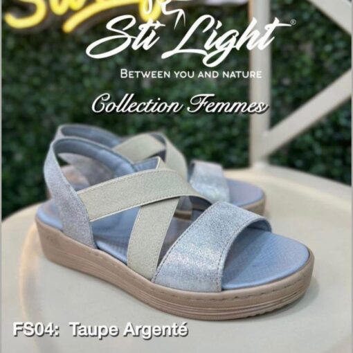 Sandale Orthopédique STI Femme Taupe Argenté FS04