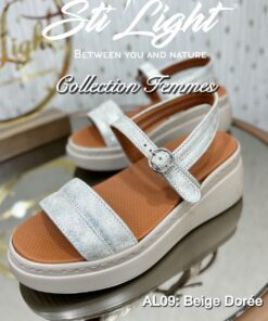 Sandale Orthopédique STI Femme Beige Dorée AL09