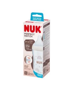 Nuk Biberon en Verre Perfect Match Blanc 3m+ 230ml