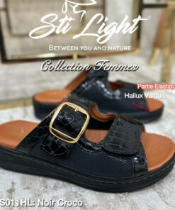 Sabot Orthopédique STI Femme Noir Croco FS011HL