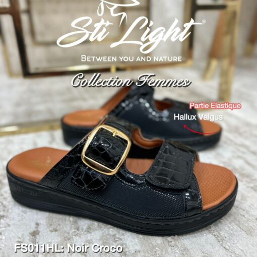 Sabot Orthopédique STI Femme Noir Croco FS011HL