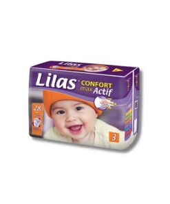 Lilas Confort Max Actif Couche Bébé 3ème Age Taille 3 5-10 kg 28 pièces