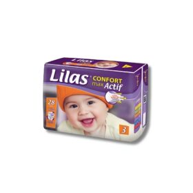 Lilas Confort Max Actif Couche Bébé 3ème Age Taille 3 5-10 kg 28 pièces