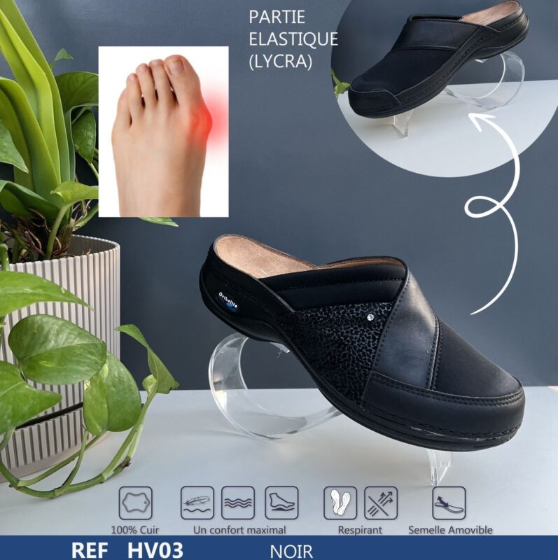Sabot Orthopédique Ortholite Femme Noir Croco HV03 - Biofun