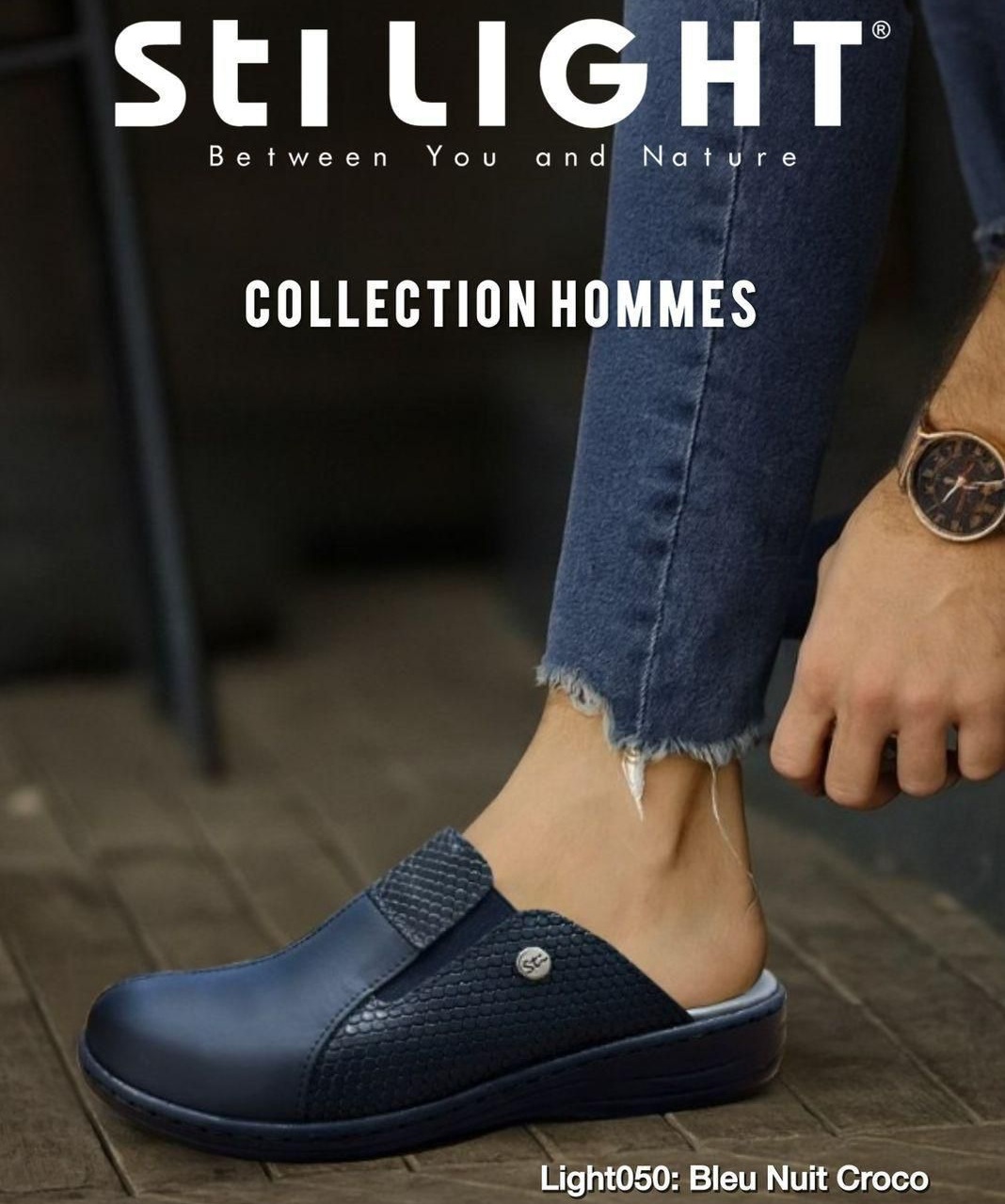 Sabot Orthopédique STI Homme Bleu Nuit Croco Light050