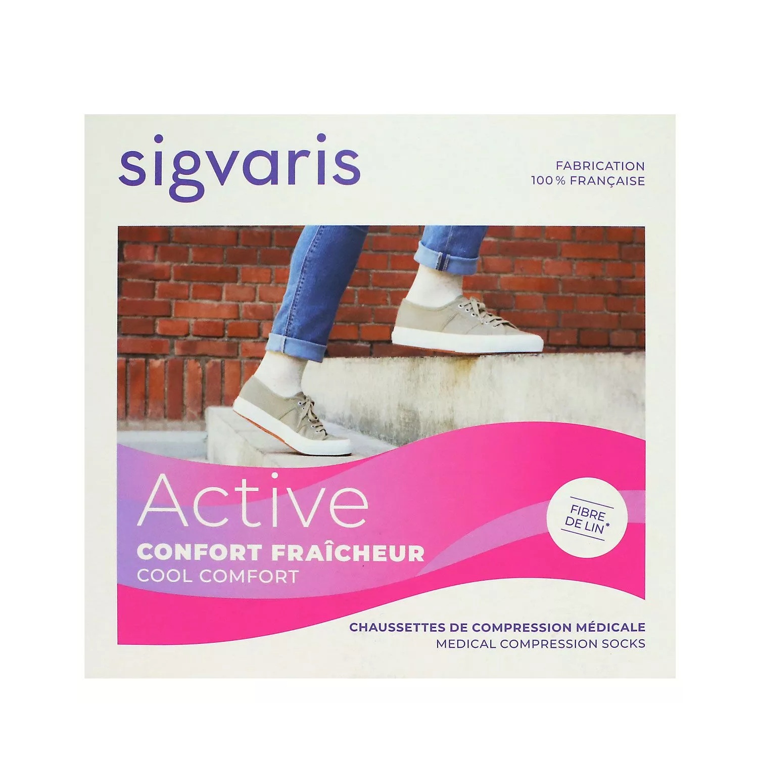Sigvaris Chaussette de Contention Ecru pour Femme Small Long