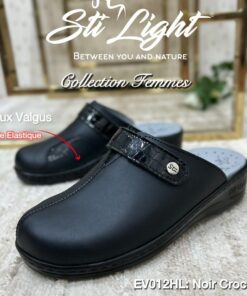 Sabot Orthopédique STI Femme Noir Croco EV012HL