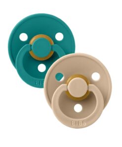 Bibs Lot de 2 Sucettes Natural Ruber Colour Beige et Vert Size1 0m+