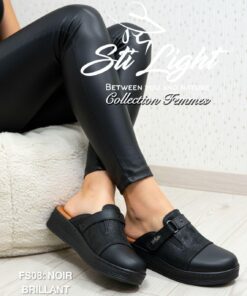 Sabot Orthopédique STI Femme Noir Brillant FS08