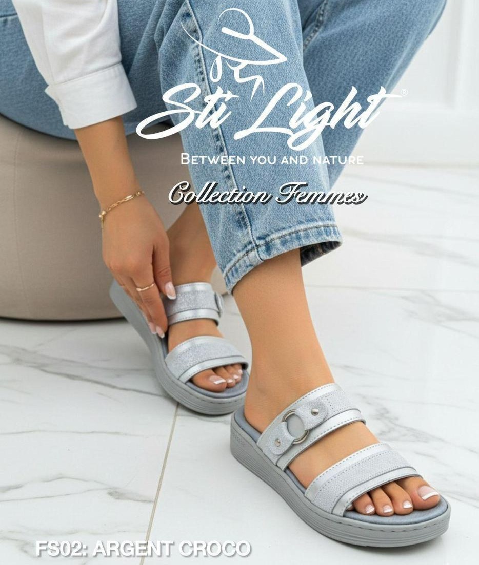 Sabot Orthopédique STI Femme Argent Croco FS02