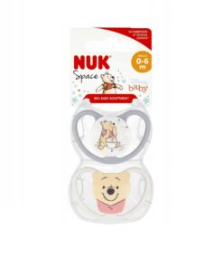Nuk Lot de 2 Sucettes Spcae Disney Blanc et Gris 0-6m